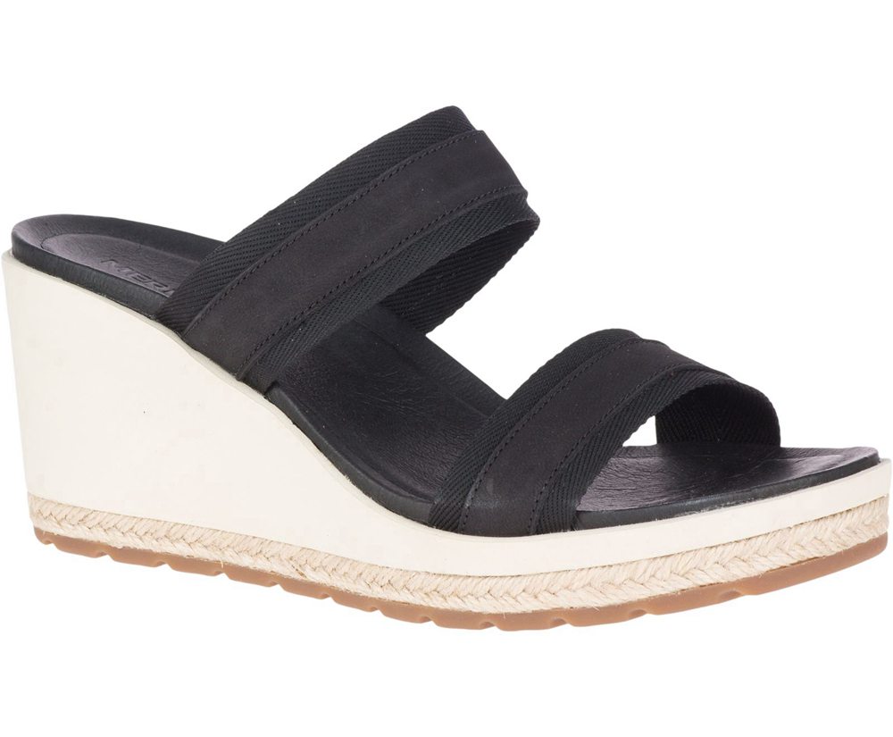 Merrell Sandals Black - Kaiteri Wedge Slide - Womens 74GASLHWX